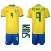 Brazilië Richarlison #9 Babykleding Thuisshirt Kinderen WK 2022 Korte Mouwen (+ korte broeken)